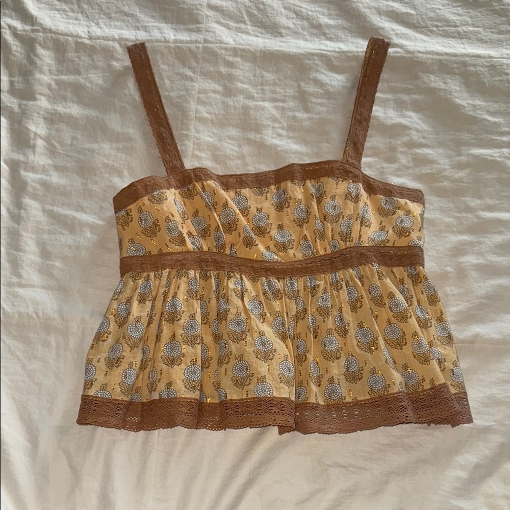 Free People Tan and Brown Patterned Camisole